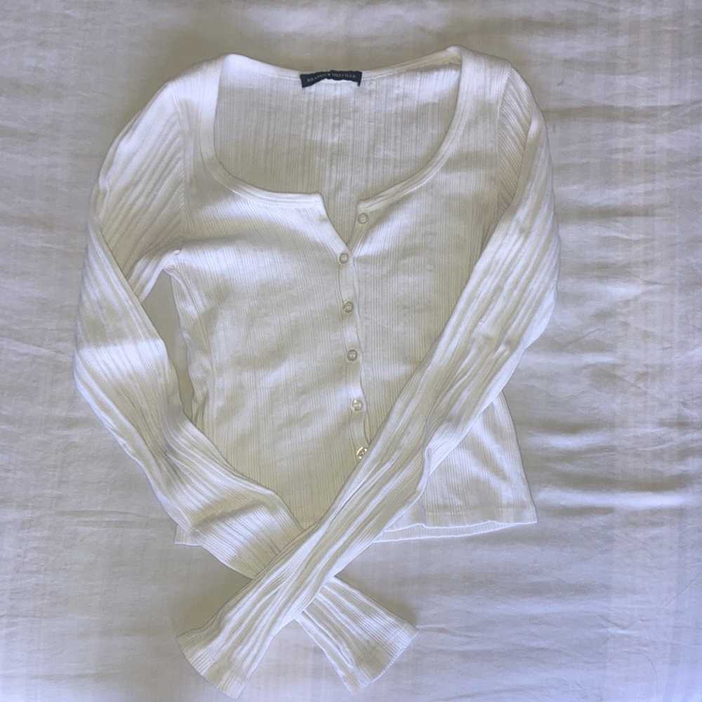 Brandy Melville Fitted Long Sleeve - white